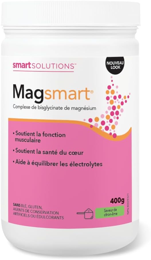 Smart Solutions Magsmart 檸檬青檸風味鎂粉，富含甘氨酸鎂複合物，有助於維持肌肉功能、心臟健康，並有助於平衡電解質。每份含 280 毫克甘胺酸鎂，不含人工防腐劑…