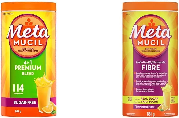 Metamucil，高級混合，每日洋車前子殼粉補充劑，無糖，含甜菊糖和，每日洋車前子殼粉補充劑，真糖，三合一纖維，促進消化健康