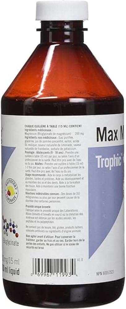 Trophic Max Mag（甘胺酸鎂），450毫升，覆盆子檸檬水