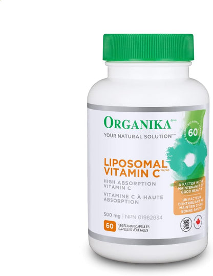 Organika 脂质体维生素 C 500 毫克 - 高吸收率，生物利用度高，免疫力强 - 60 粒胶囊 & NAC（N-乙酰-L-半胱氨酸）500 毫克 - 支持抗氧化谷胱甘肽水平