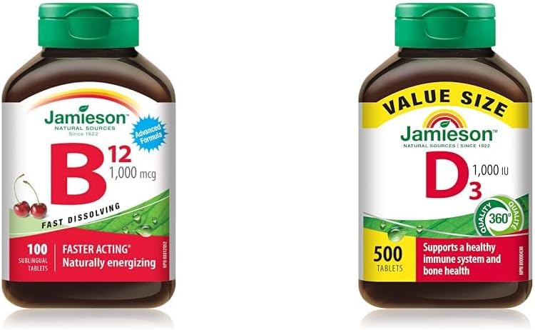 Vitamin B12 Methylcobalamin 1,000 mcg Fast-Dissolving Tablets & Vitamin D 1,000IU 500 Tablets