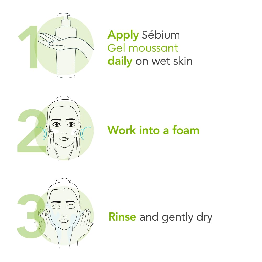 Bioderma Sébium 泡沫啫咖哩溫和潔面乳，卸妝潔面乳，適合混合性至油性肌膚，6.7 液體盎司