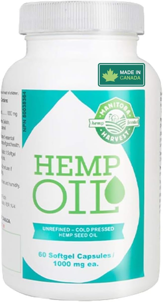 Manitoba Harvest 大麻籽油软胶囊，每份含 2,475 毫克植物基 Omega 3、6 和 9，包括 GLA、鱼油替代品，60 粒（1 包）