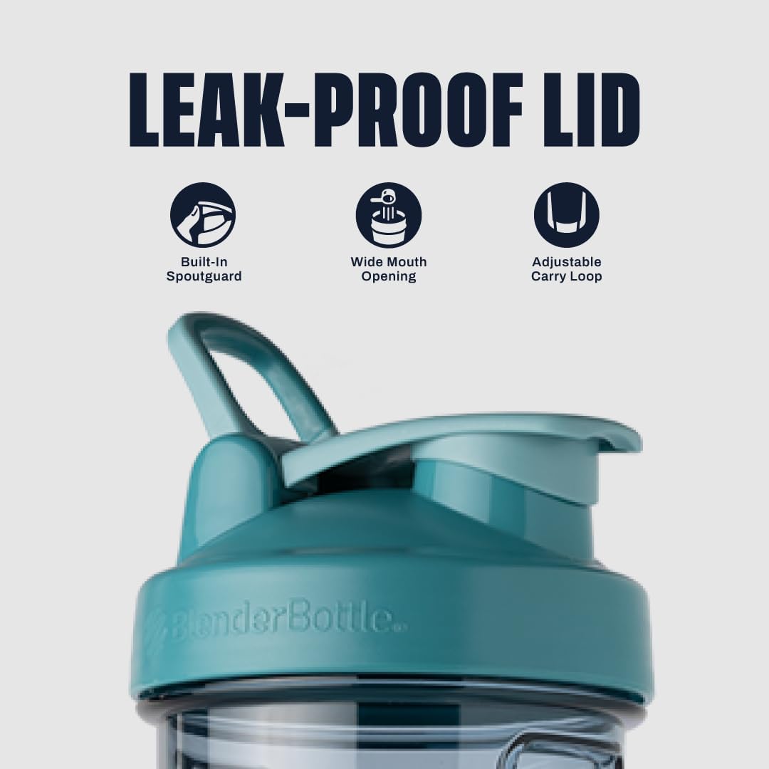 BlenderBottle Shaker Bottle Pro Series Perfect for Protein Shakes and Pre Workout, 24-Ounce, Cerulean Blue