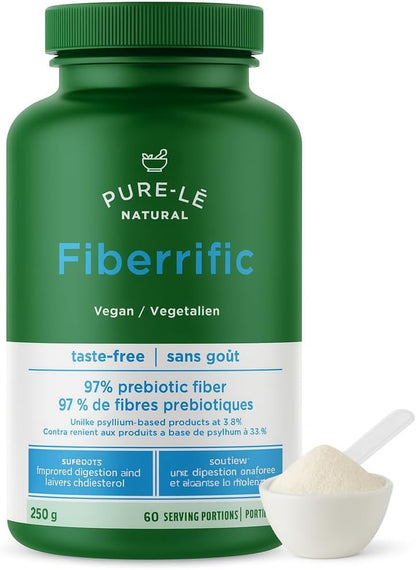 Pure-lē Fiberrific | Inulin Prebiotic Fiber Supplement Powder | Supports Digestion, Gut & Intestinal Health, Regularity, Helps Reduce Bloating & Cholesterol | 60 Servings