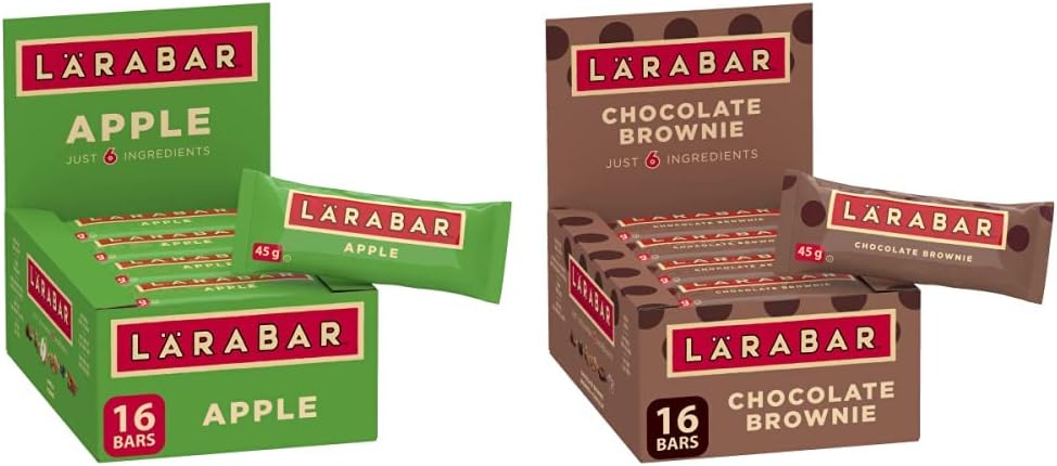 Larabar Gluten Free Apple Fruit and Nut Energy Bar,16-Count, 720 Gram & Gluten Free Chocolate Brownie Fruit and Nut Energy Bar, 16-Count, 720 Gram