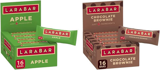Larabar Gluten Free Apple Fruit and Nut Energy Bar,16-Count, 720 Gram & Gluten Free Chocolate Brownie Fruit and Nut Energy Bar, 16-Count, 720 Gram