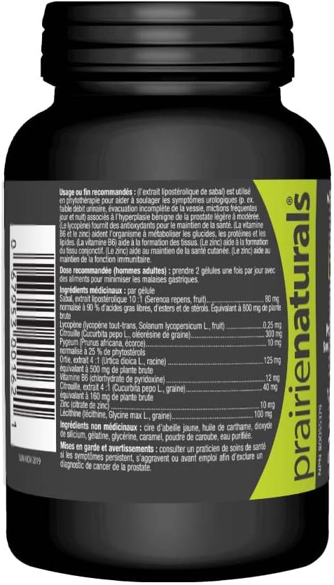 Prairie Naturals Prost Force - Saw Palmetto Liposterolic Extract - Relieve the urologic symptoms (e.g. weak urine flow, incomplete voiding, frequent urination). Benign prostatic hyperplasia BPH. Lycopene provides a sourc…