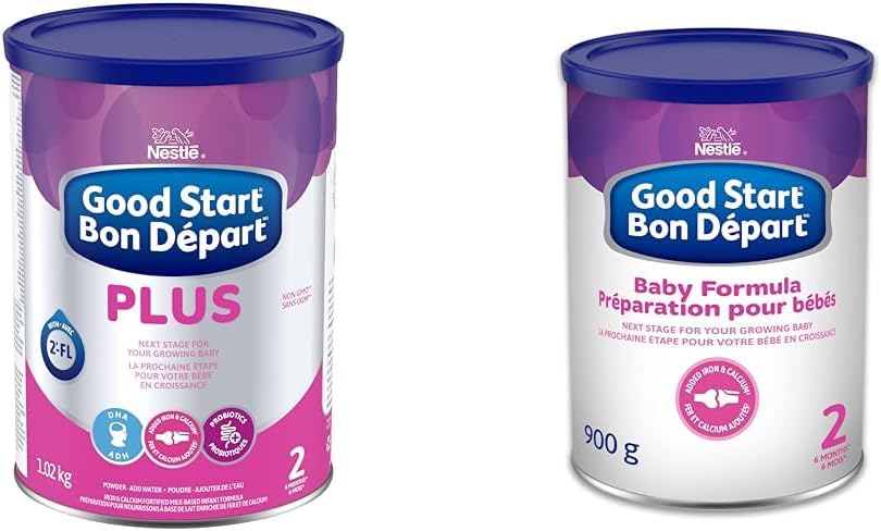 GOOD START PLUS 2 婴儿配方奶粉，适用于 6 个月以上的婴儿，添加铁和钙，含 DHA、益生菌和 2'-FL，1.02 千克 & START 2 婴儿配方奶粉，6 个月以上，900 克