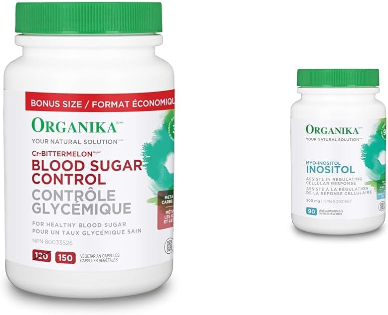 Organika 血糖控制加量裝 - 鉻和苦瓜，150 粒素食膠囊 & 肌醇（肌醇）- 細胞反應、情緒平衡、胰島素支持 - 90 粒素食膠囊