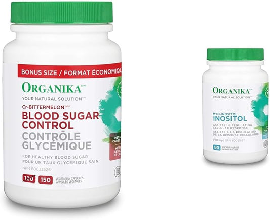 Organika 血糖控制加量裝 - 鉻和苦瓜，150 粒素食膠囊 & 肌醇（肌醇）- 細胞反應、情緒平衡、胰島素支持 - 90 粒素食膠囊