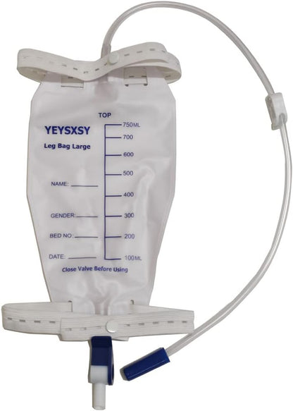 帶防反流室的尿液引流袋，750 毫升/25 盎司 25 英寸引流管，豪華織物腿袋（4 個裝）