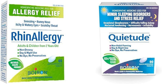 Boiron RhinAllergy 缓解打喷嚏、流鼻涕、眼睛发痒等过敏症状，并具有镇静作用，90 片，非常适合睡眠和轻微的睡眠障碍和紧张