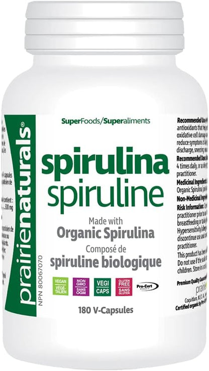 Prairie Naturals 有機螺旋藻藍綠藻VCapsules - 180粒
