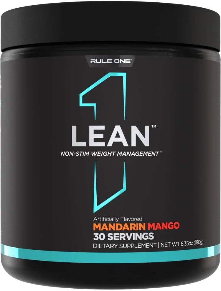 Rule 1 Lean Non-Stim Weight Management Powder - Mandarin Mango Flavor with L-Carnitine, Apple Cider Vinegar, Capsimax® & Coconut Water Powder for Calorie Burning, Appetite Control & Weight Management (30 Servings, Artifi…