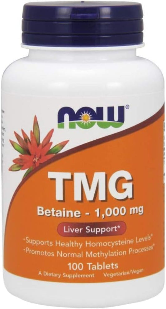 NOW Supplements, TMG 甜菜鹼（三甲基甘氨酸）1,000 毫克，肝臟支持，100 片