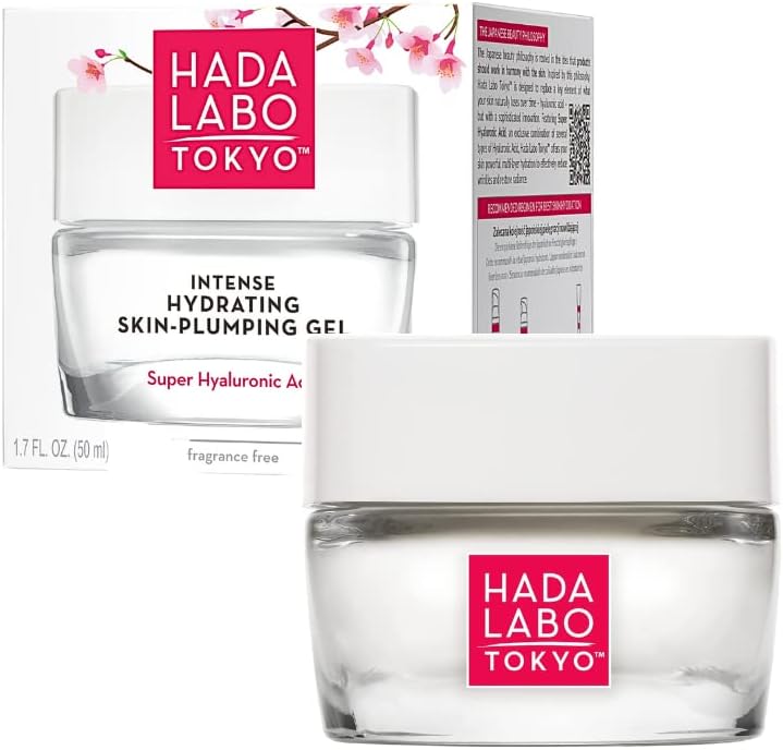 Hada Labo Tokyo Intense Hydrating Skin-Plumping Gel - Day & Night Face Moisturizer with Super Hyaluronic Acid - Fragrance Free