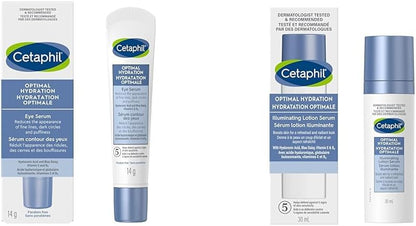 Cetaphil 舒缓眼部精华，针对皱纹、黑眼圈和浮肿，以及舒缓亮肤乳液精华（30ml） - 含透明质酸的面部精华