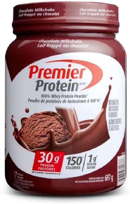 Premier Protein Powder, Chocolate Milkshake, High Protein Powder, 30g of Protein, 1g Sugar, 100% Whey Protein, Keto Friendly, Gluten Free, 17 Servings, 697 Grams