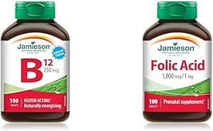 Jamieson 維生素 B12 甲鈷胺 250 微克和葉酸 1000 微克 100 片
