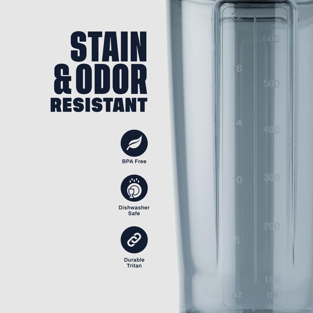 BlenderBottle Shaker Bottle Pro Series Perfect for Protein Shakes and Pre Workout, 24-Ounce, Cerulean Blue