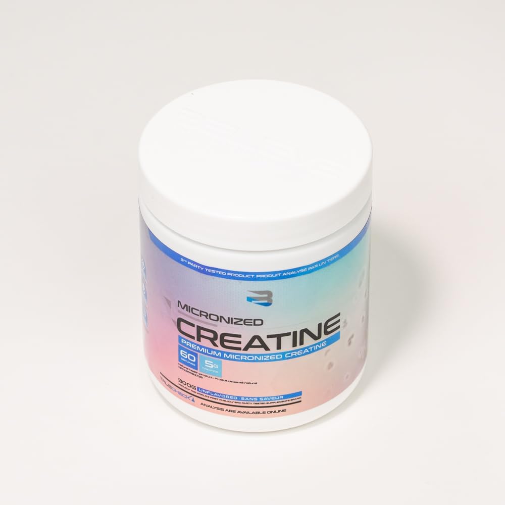 Believe 微粉化肌酸 - 优质微粉化肌酸一水合物，吸收率更高，每勺 5 克微粉化肌酸一水合物（60 粒）