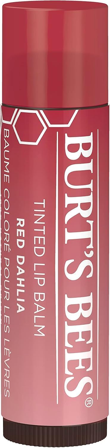 Burt's Bees 有色润唇膏，滋润并软化干燥的嘴唇，持久保湿长达 8 小时，1 支装 - 红色大丽花