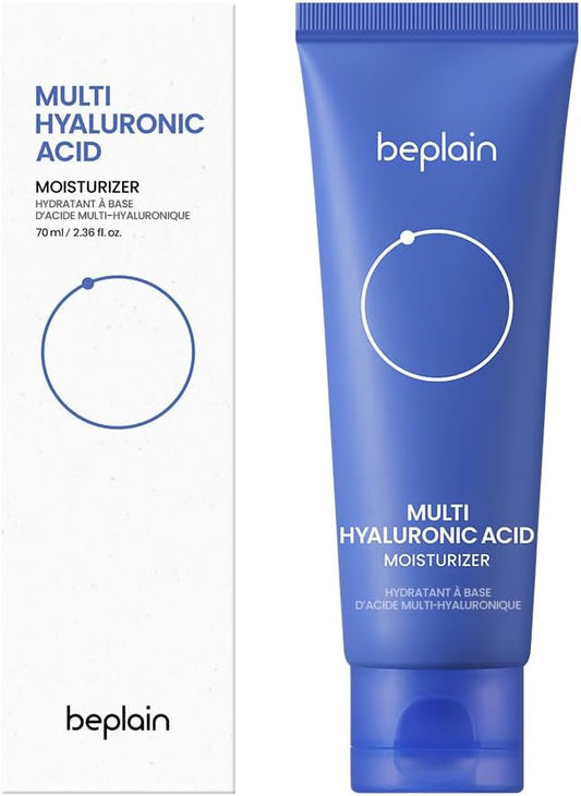 Face Moisturizer, Intensely Moisturizing for Dry Skin, Vegan, Cruelty-free, Multi Hyaluronic Acid Moisturizer, Korean Beauty Skin Care by Be Plain 70 mL