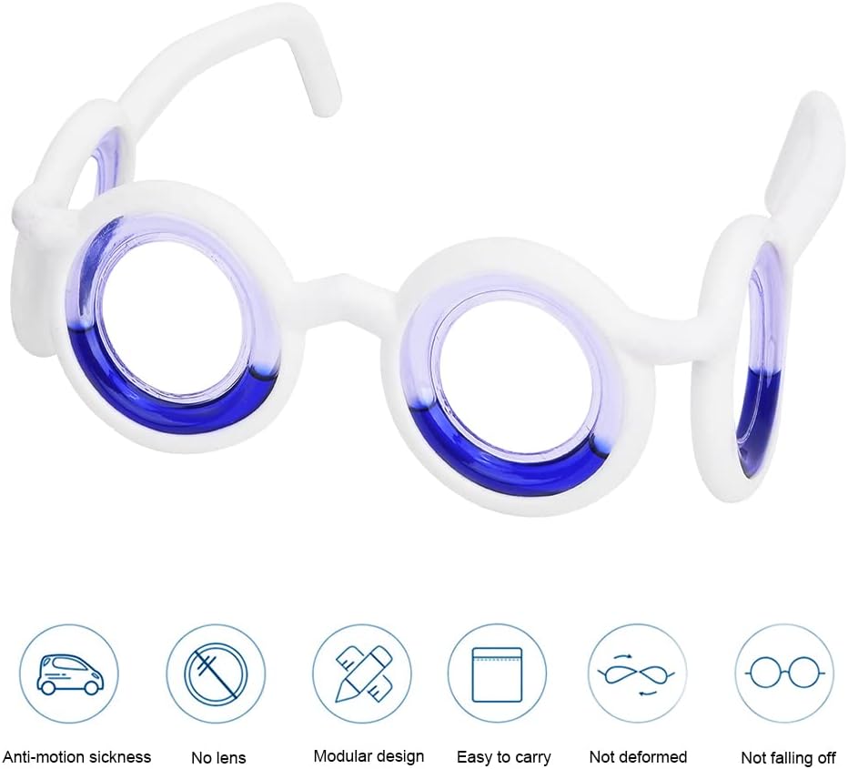 缓解恶心眼镜，3D 防晕动病眼镜，防晕机晕船眼镜，便携式超轻无镜片液体眼镜，适合儿童成人运动旅行