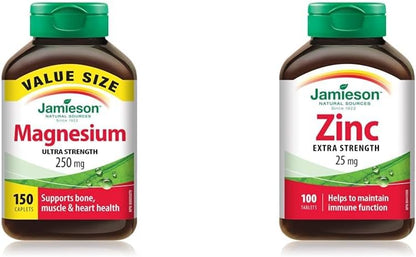 Jamieson 強效鎂錠 250 毫克 + Jamieson Laboratories 鋅片 25 毫克