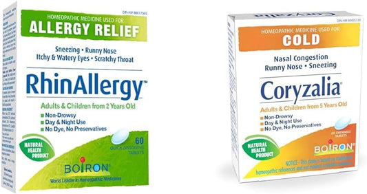 Boiron RhinAllergy 60片装，缓解打喷嚏、流鼻涕、眼睛发痒等过敏症状，以及感冒引起的鼻塞和鼻炎症状。咀嚼片，缓解鼻塞