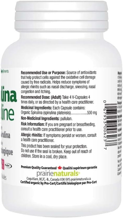 Prairie Naturals 有機螺旋藻藍綠藻VCapsules - 180粒