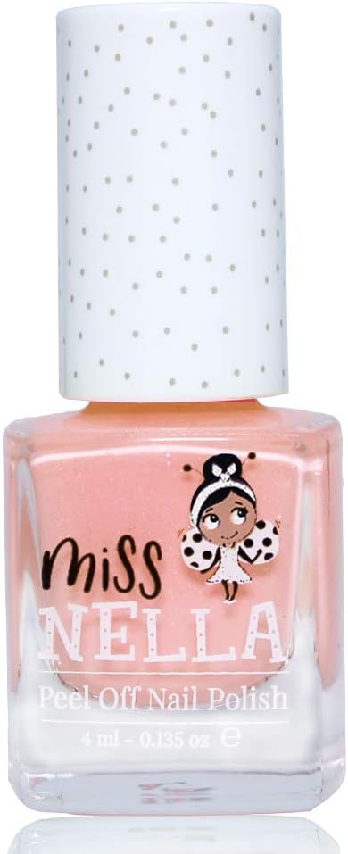 Miss Nella Nail Polis + Lip Balm set- Special Peach Glitter Nail Polish for Kids- PEACH SLUSHIE, with Peel-off, Water Based & Odour Free Formula + BUTTER CHEEKS pink hypoallergenic lip balm