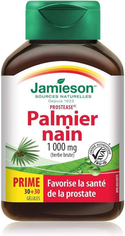 Jamieson Prostease 鋸棕櫚 1,000 毫克 乾草藥和 Omega-3 精選 1,000 毫克