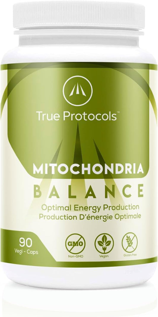 TRUE PROTOCOLS - 粒線體平衡 - 左旋肉鹼 (250 毫克) + 輔酶 Q10 (100 毫克) + PQQ (2.5 毫克) + 維生素 B1、B2、B3、B5、B12 + 葉酸 - 90 粒非瀉藥和高吸收素食膠囊 - 恢復粒線體功能 + ...