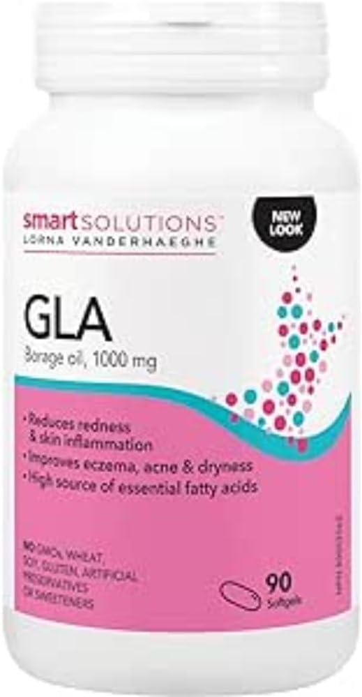 Smart Solutions GLA 琉璃苣油 1,000 毫克，減少發紅、皮膚炎症，改善濕疹和痤瘡，90 粒軟膠囊