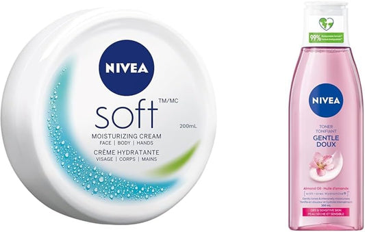 NIVEA Soft | All-Purpose Moisturizing Cream | Face, Hand, Body Cream | Non-greasy, hydrating & Gentle Facial Toner for Dry and Sensitive Skin, 200 mL