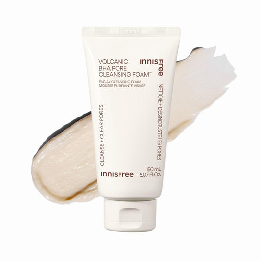 innisfree Volcanic BHA Pore Cleansing Foam, Korean Face Wash with Salicylic Acid, Oil Control, Deep Clean, Pore Care, Sulfate-Free Formula