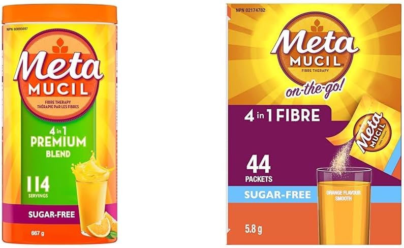 Metamucil, 高級混合，每日洋車前子殼粉補充劑，無糖，含甜菊糖和每日洋車前子殼粉補充劑包，無糖，四合一纖維
