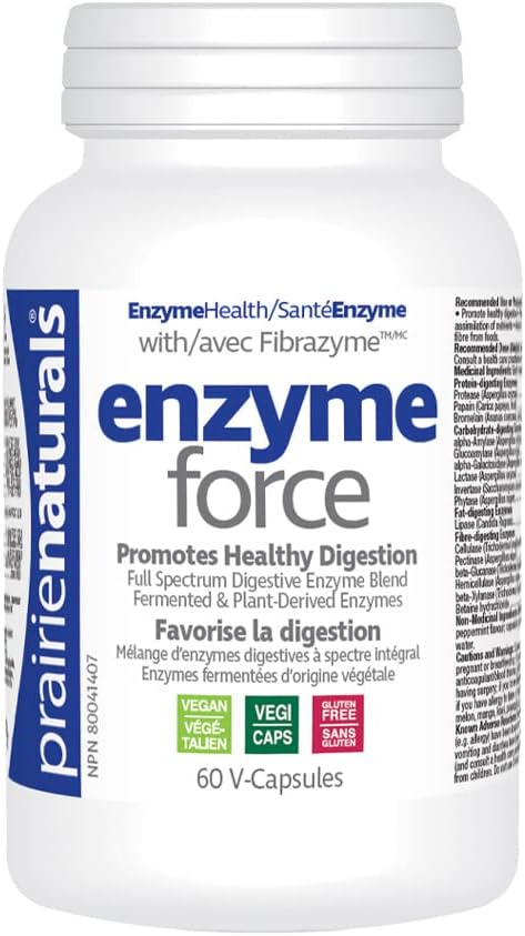 Prairie Naturals 甜菜鹼鹽酸鹽 500 毫克素食膠囊 - 120 粒 & Enzyme Force - 全譜植物酶，含 FibraZyme 素食膠囊 - 60 粒