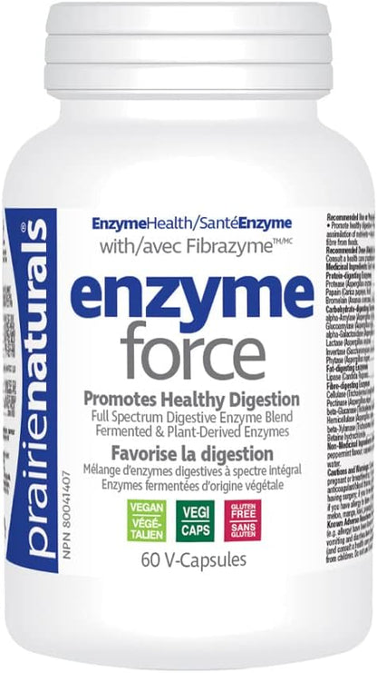 Prairie Naturals 甜菜鹼鹽酸鹽 500 毫克素食膠囊 - 120 粒 & Enzyme Force - 全譜植物酶，含 FibraZyme 素食膠囊 - 60 粒