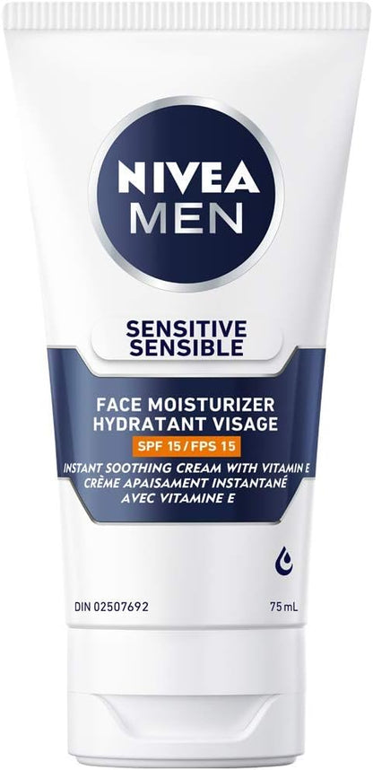 NIVEA MEN Sensitive Skin Face Moisturizer with SPF 15, 75mL