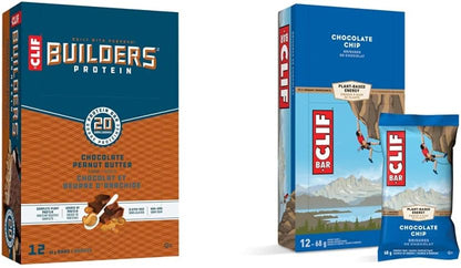CLIF BUILDERS 蛋白棒（巧克力花生醬）+ CLIF BAR 能量棒（巧克力碎）| 24 支裝