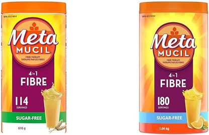 Metamucil, 每日洋车前子壳粉补充剂，无糖，四合一纤维，促进消化健康 & 每日洋车前子壳粉补充剂，无糖，四合一纤维，促进消化健康