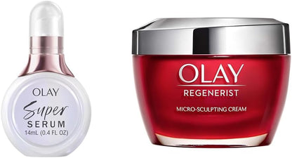 含烟酰胺、维生素 C、胶原蛋白肽、AHA 和维生素 E 的超级精华液，14 毫升，旅行装；新生塑颜微雕面霜，含维生素 B3 和烟酰胺的面部保湿霜，50 毫升