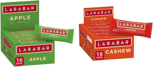 Larabar Gluten Free Apple Fruit and Nut Energy Bar,16-Count, 720 Gram & Gluten Free Cashew Fruit and Nut Energy Bar, 16-Count, 768 Gram