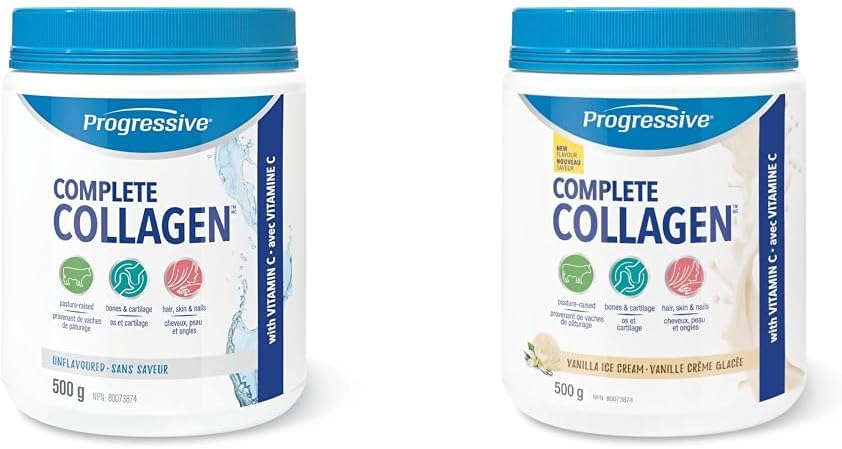 完整胶原蛋白粉补充剂 - 无味，500 克 | 非转基因、无抗生素、无激素和完整胶原蛋白香草冰淇淋