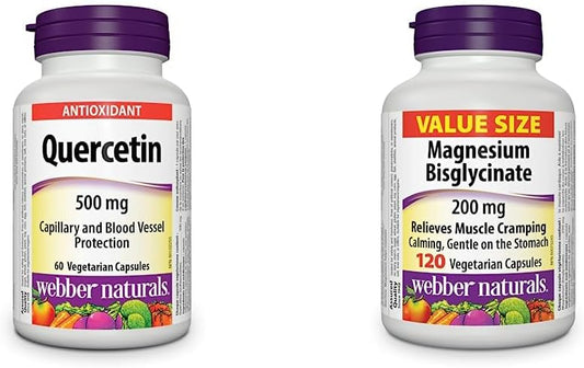 Webber Naturals Quercetin 500 mg + Magnesium Bisglycinate 200 mg Supplement Bundle