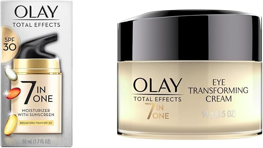 Olay Total Effects 7-In-One Anti-Aging Face Moisturizer with Vitamin B3, Niacinamide and Sunscreen SPF 30, 50ml & Total Effects 7-In-One Transforming Eye Cream with Vitamin B3, Niacinamide & E, 13 mL