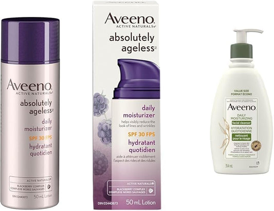 Aveeno Anti Aging Face Moisturizer SPF 30 + Daily Moisturizing Facial Cleanser (354 mL)